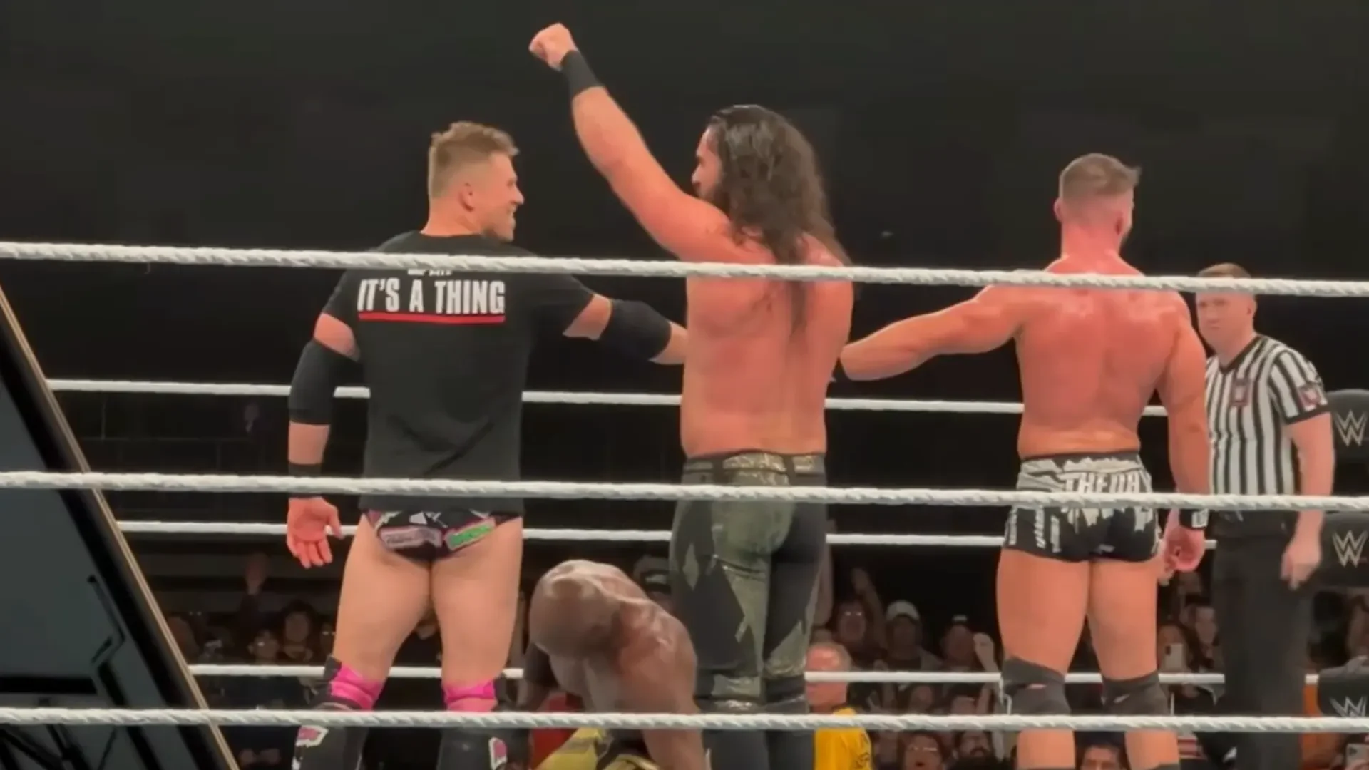 WATCH: Seth Rollins, The Miz and Austin Theory Did The Shield's Fist Pose At WWE Live Event