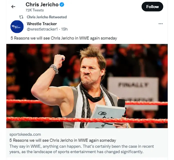 Chris Jericho retweet