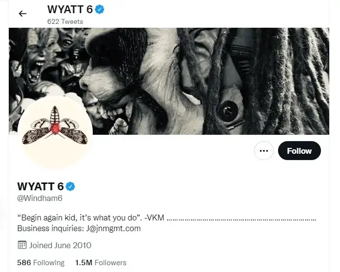 Bray Wyatt Twitter bio