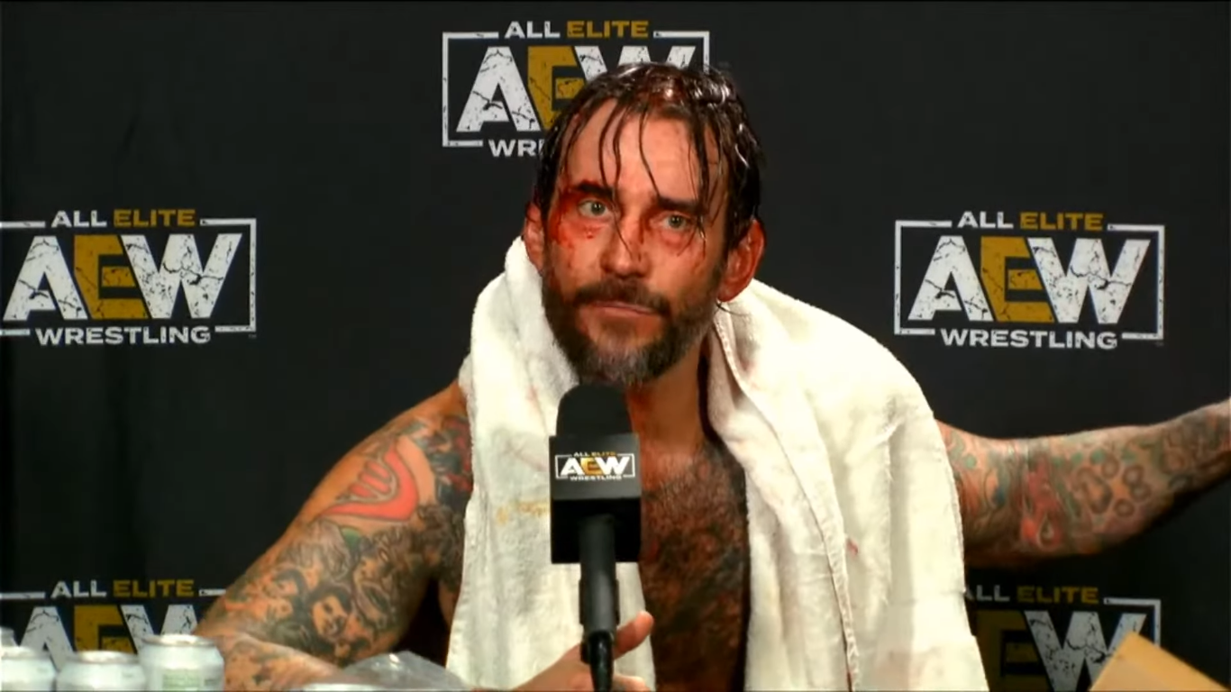 CM Punk during AEW All Out Media Scrum 2022