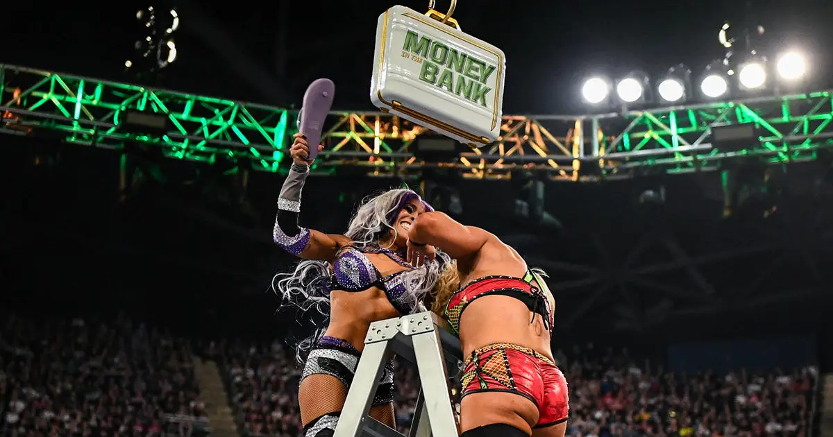 Zelina Vega's Flip Flop Accidentally Hit WWE CEO Nick Khan During Women's Money In The Bank Match