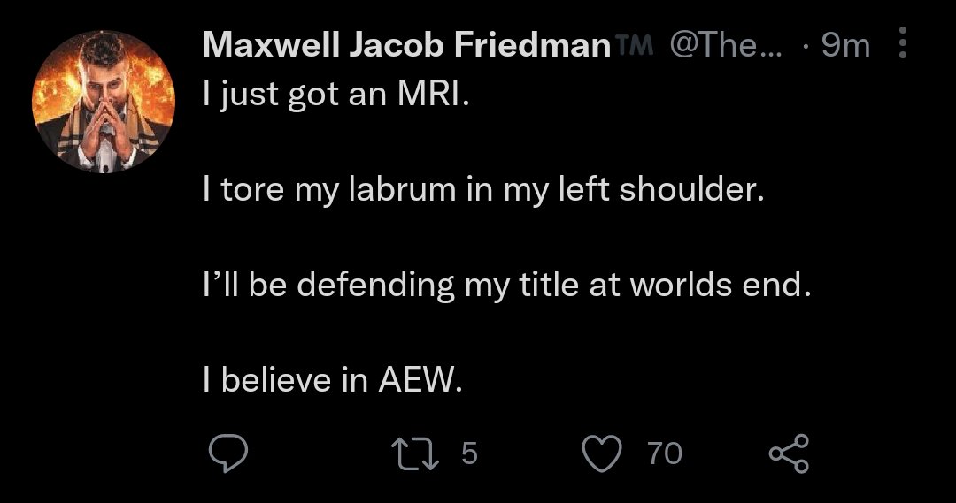 MJF Reveals He's Dealing With Shoulder Injury