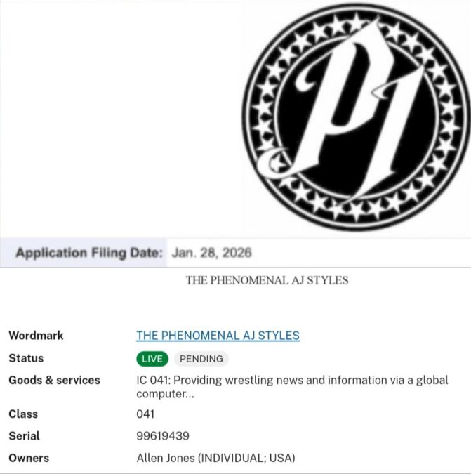 AJ Styles Submits Trademark Filings for Name and P1 Logo AJ Styles Submits Trademark Filings for Name and P1 Logo